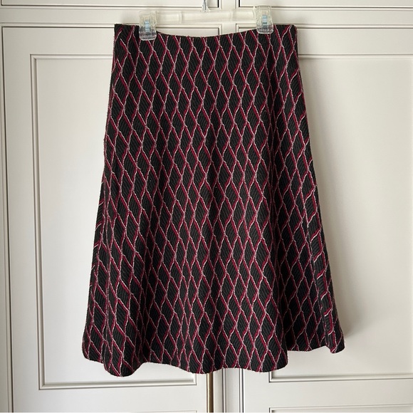 DVF Diane von Furstenberg Jacquard Inverted Pleat A-Line Printed Knit Skirt 2 - Picture 7 of 8
